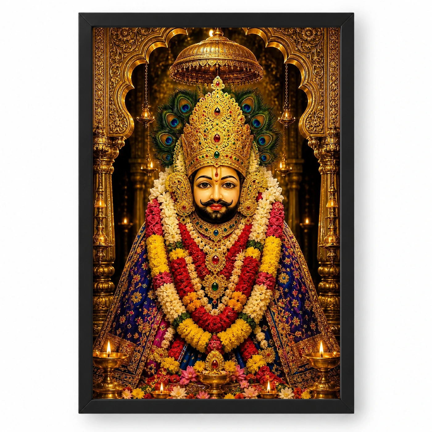Khatu Shyam Ornate Golden Temple Darshan Photo Frame