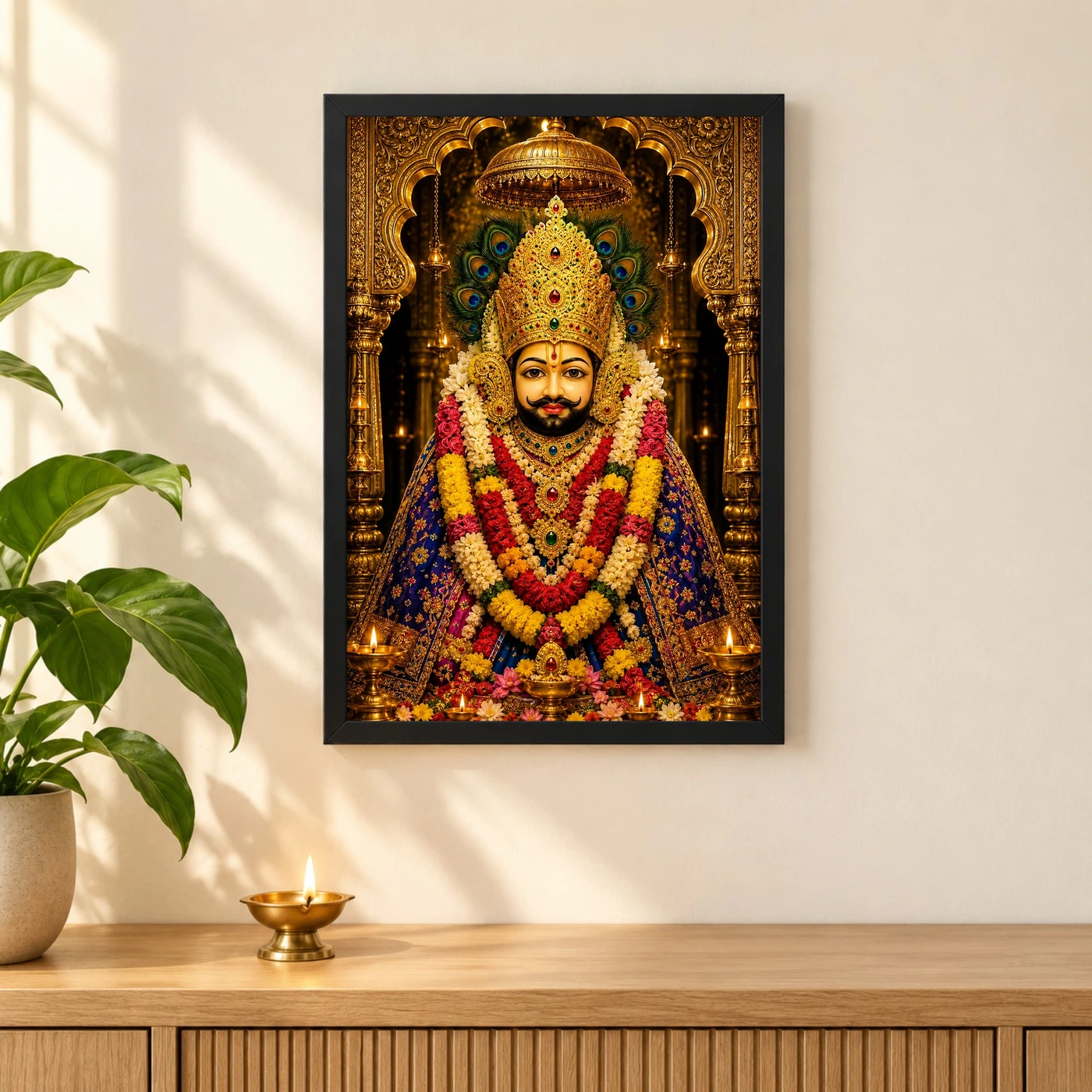 Khatu Shyam Ornate Golden Temple Darshan Photo Frame, view 3