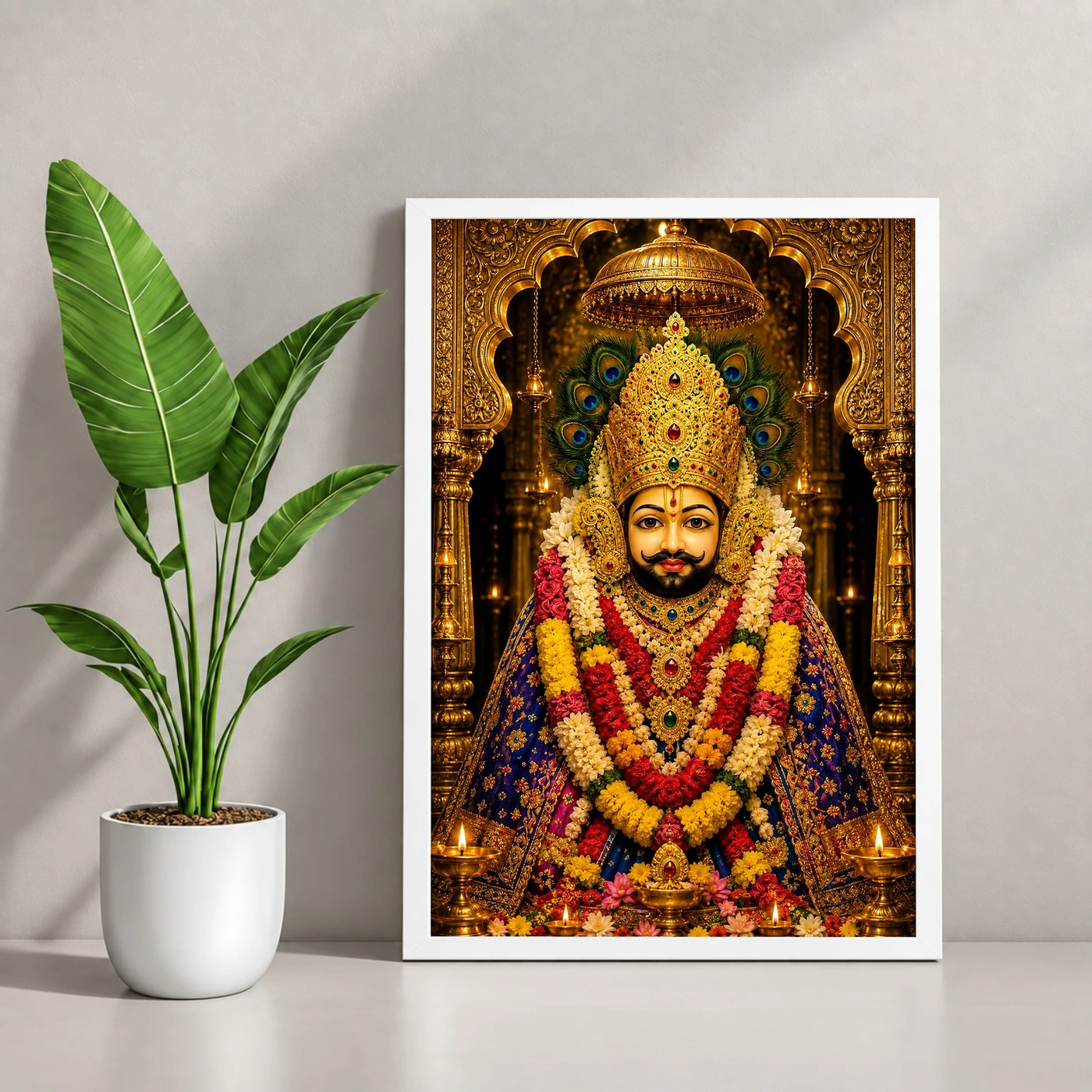 Khatu Shyam Ornate Golden Temple Darshan Photo Frame, view 4