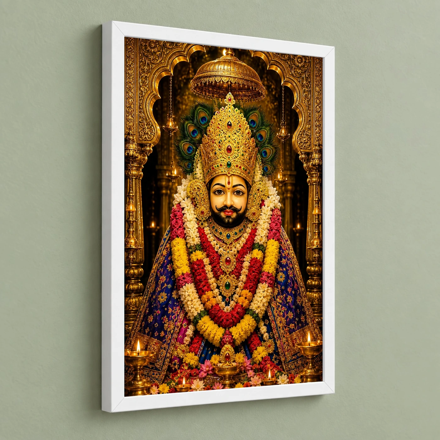 Khatu Shyam Ornate Golden Temple Darshan Photo Frame, view 5
