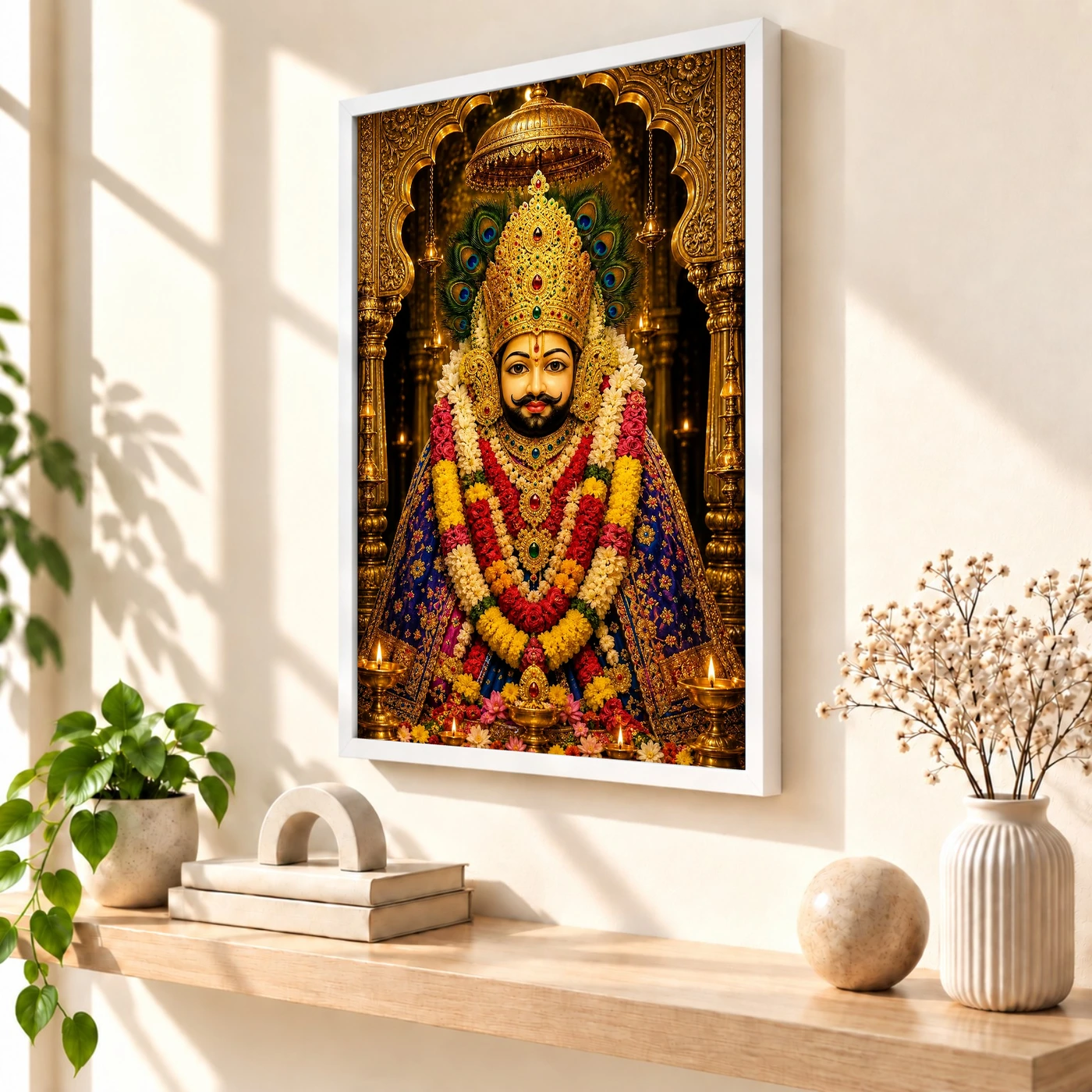 Khatu Shyam Ornate Golden Temple Darshan Photo Frame, view 7