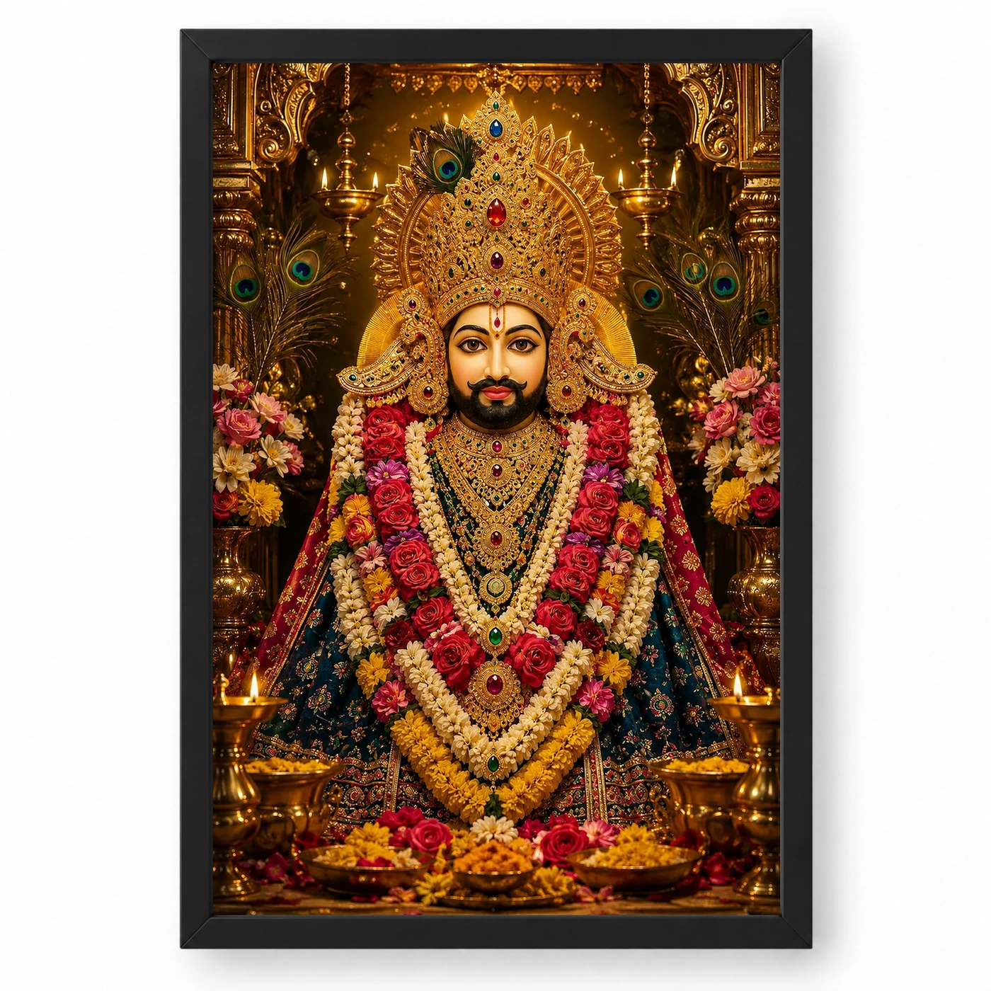 Khatu Shyam Peaceful Home Mandir Composition Photo Frame