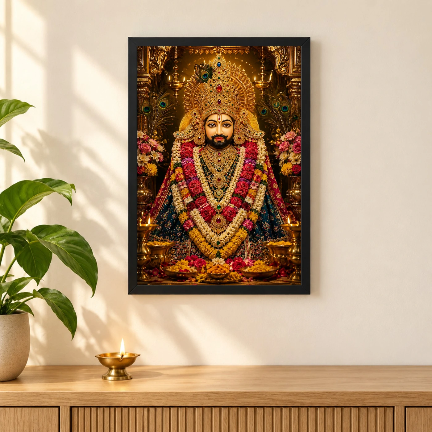 Khatu Shyam Peaceful Home Mandir Composition Photo Frame, view 3