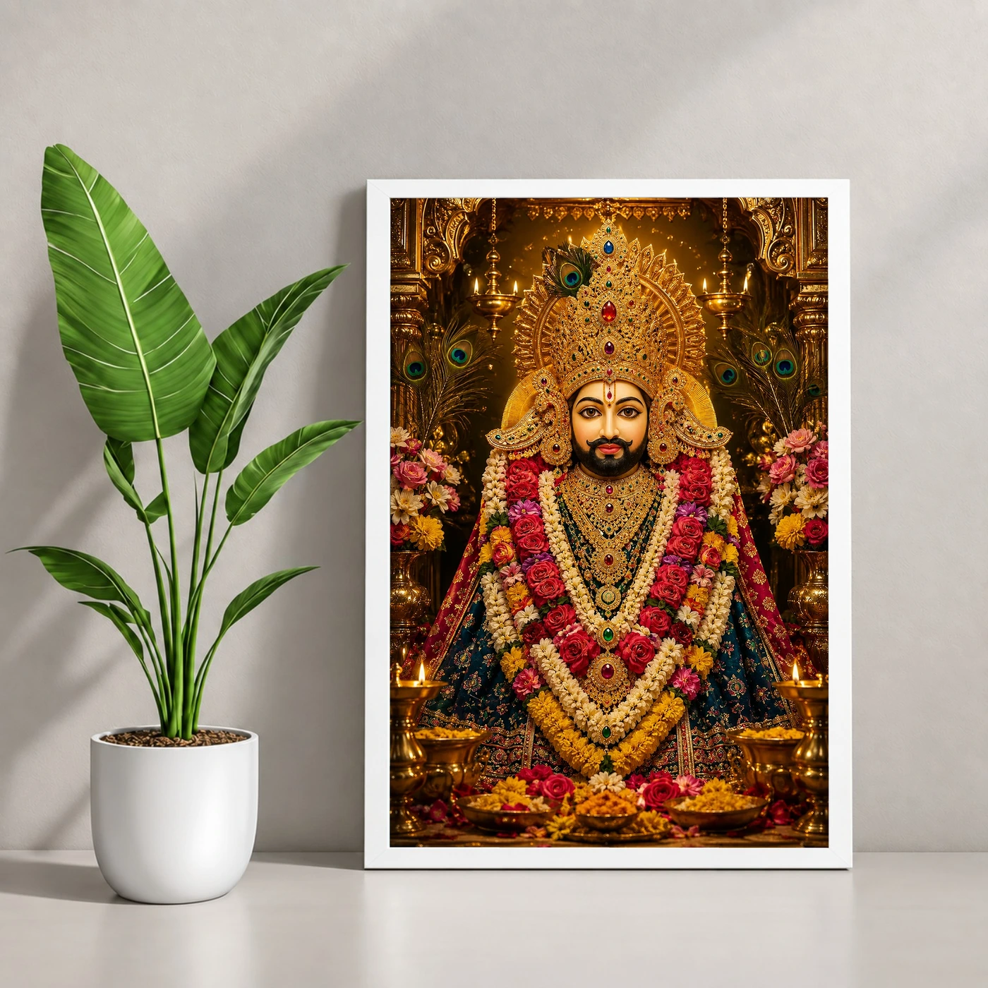 Khatu Shyam Peaceful Home Mandir Composition Photo Frame, view 4