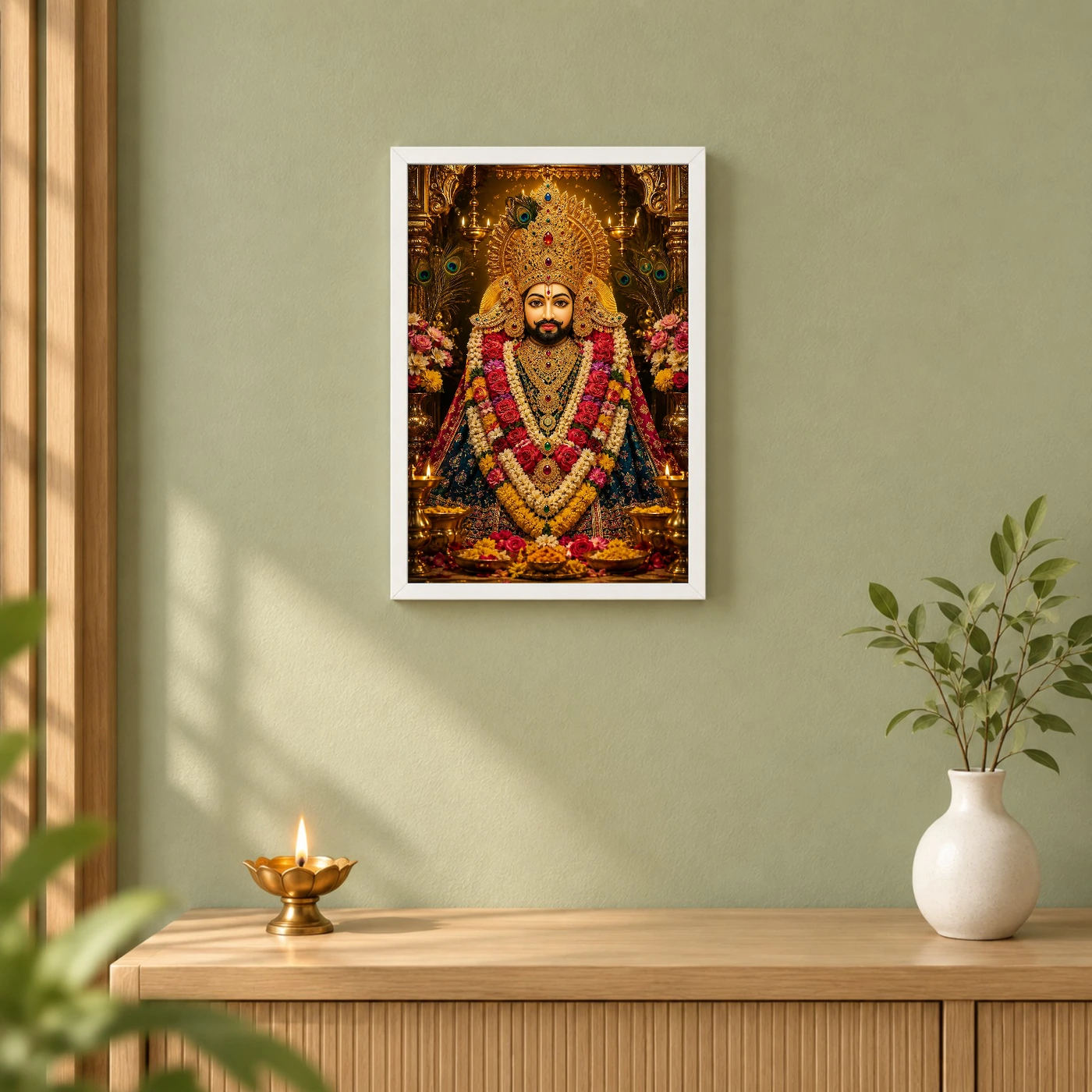 Khatu Shyam Peaceful Home Mandir Composition Photo Frame, view 6