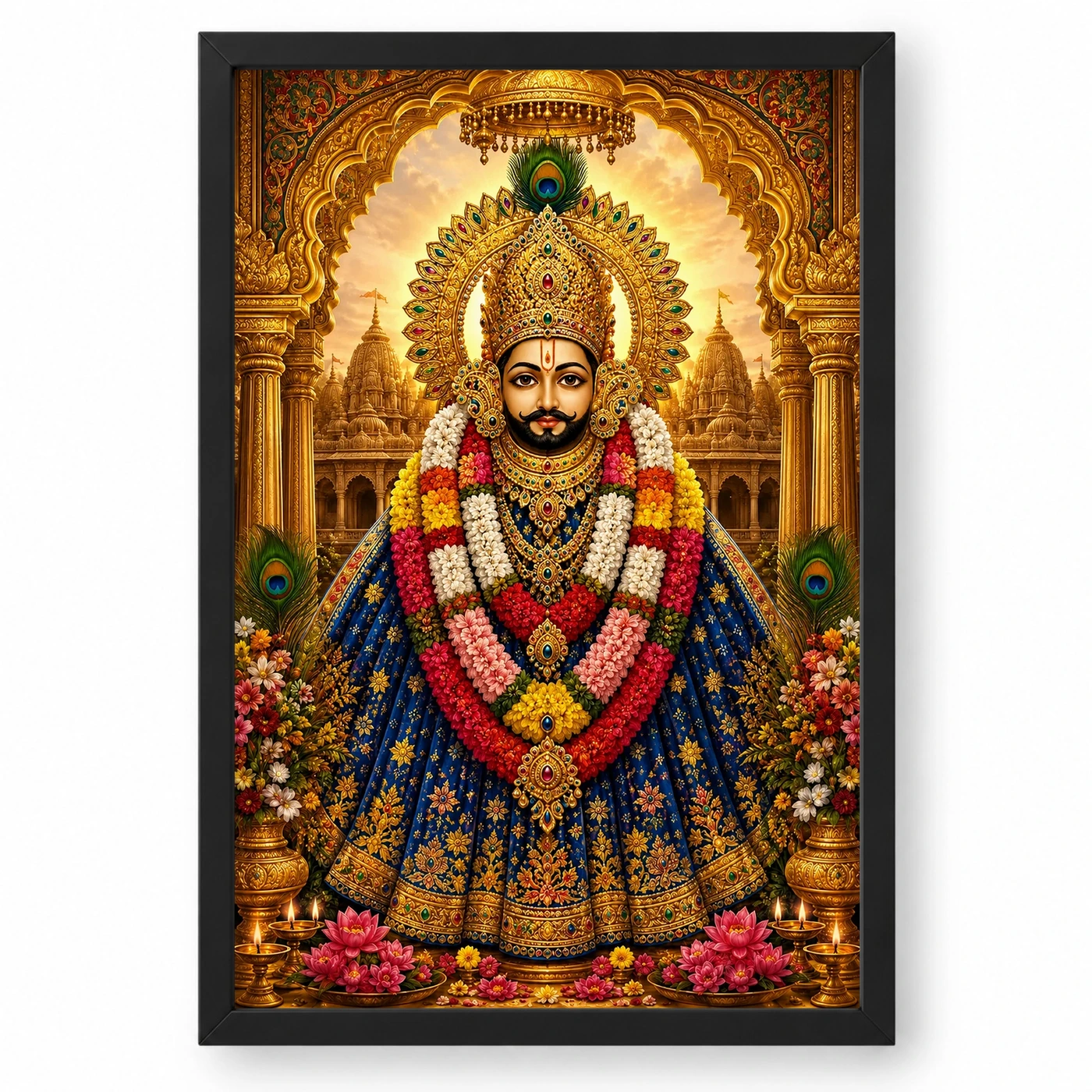 Khatu Shyam Traditional Indian Miniature-Inspired Devotional Art Photo Frame