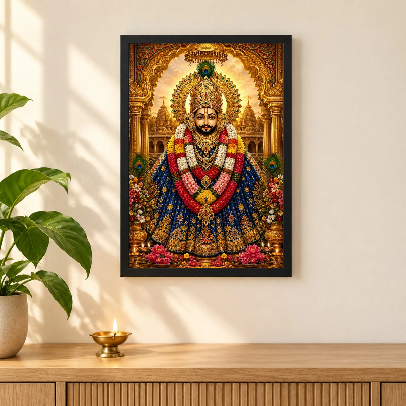 Khatu Shyam Traditional Indian Miniature-Inspired Devotional Art Photo Frame, view 3