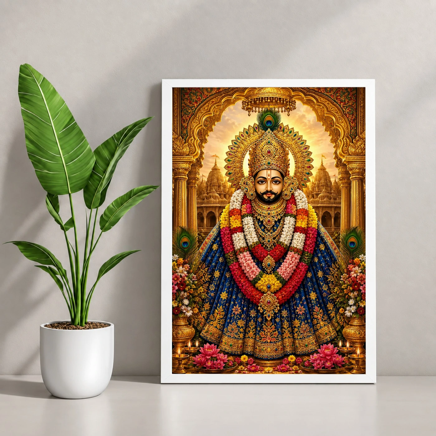 Khatu Shyam Traditional Indian Miniature-Inspired Devotional Art Photo Frame, view 4
