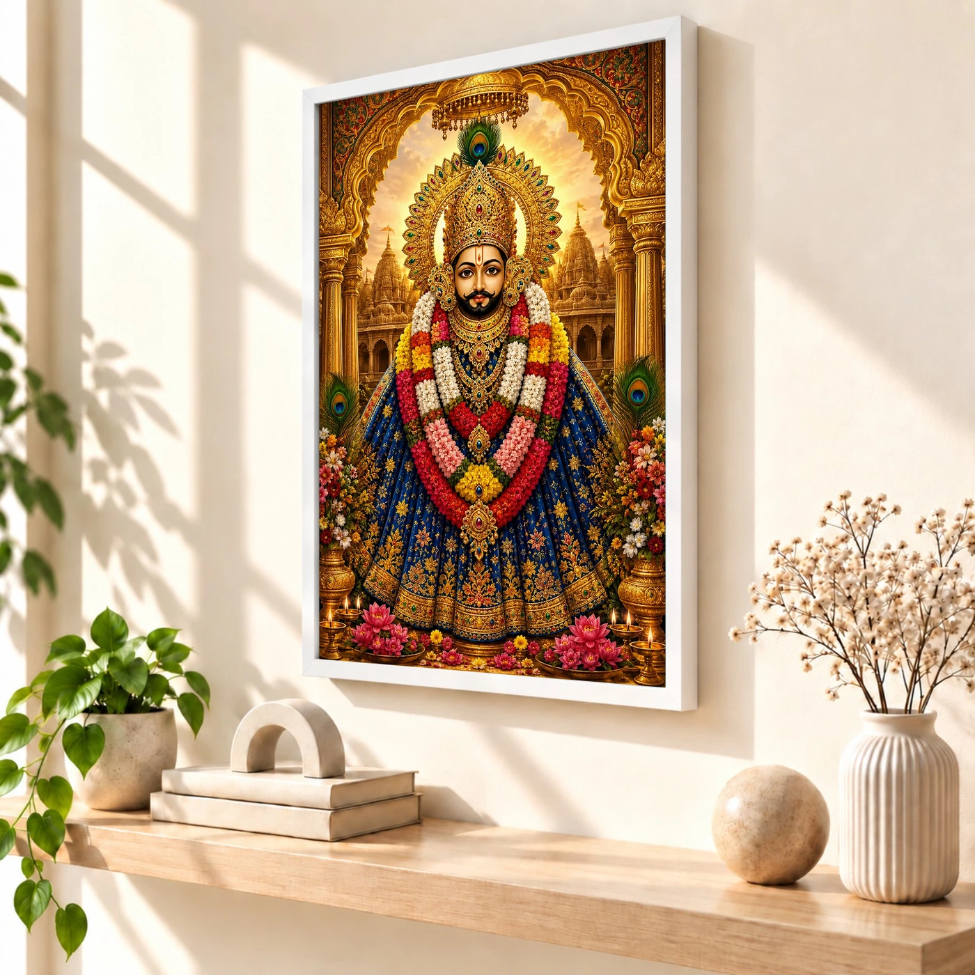 Khatu Shyam Traditional Indian Miniature-Inspired Devotional Art Photo Frame, view 7