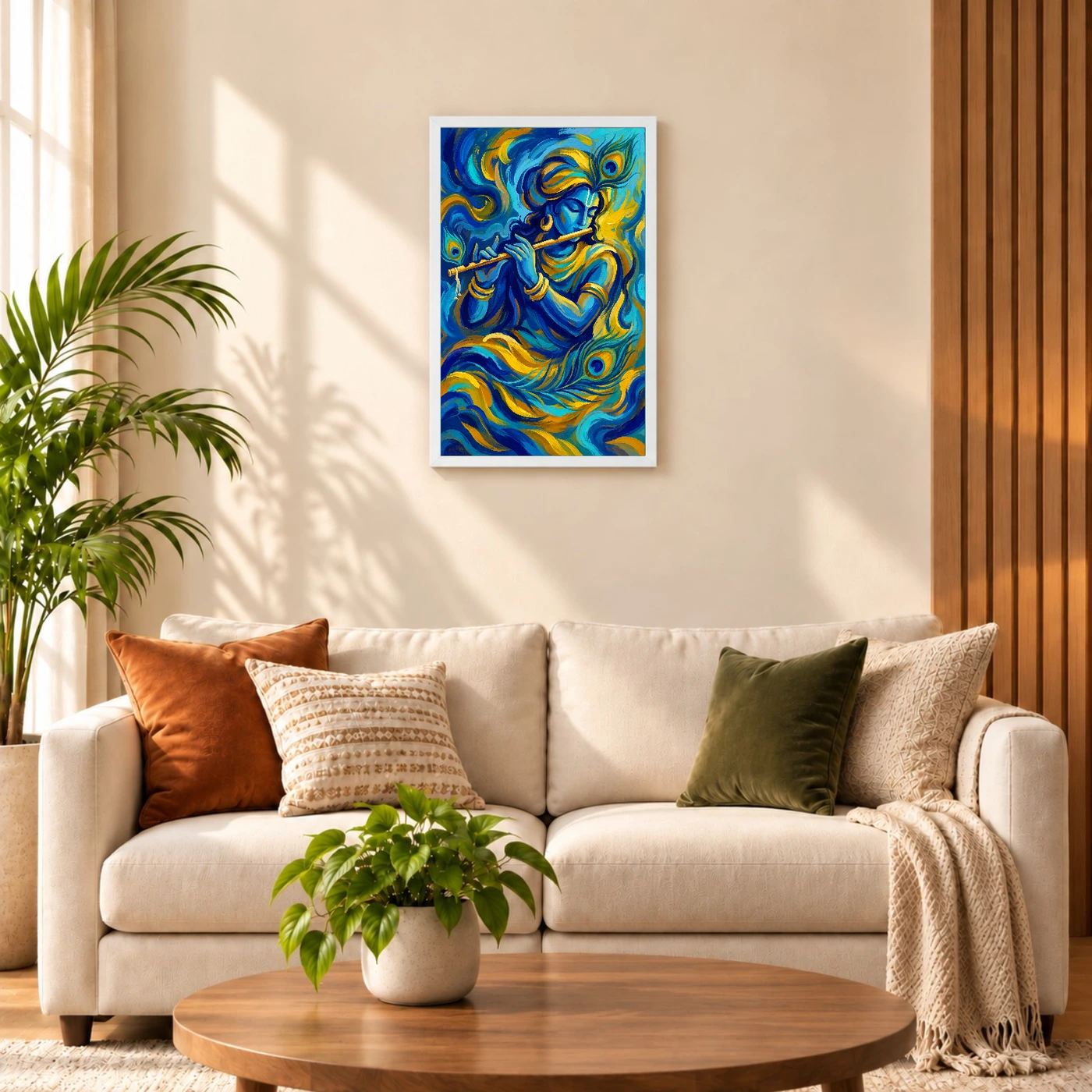 Krishna Abstract Blue Gold Contemporary Indian Gallery Art Photo Frame, view 9