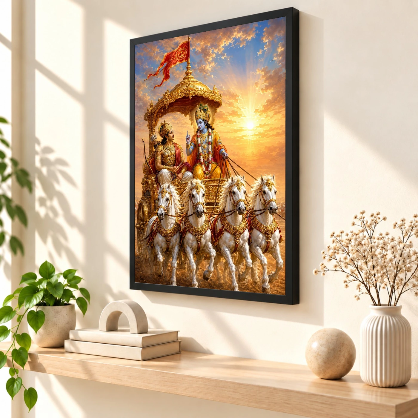 Krishna Arjuna — Bhagavad Gita Updesh Frame, view 2