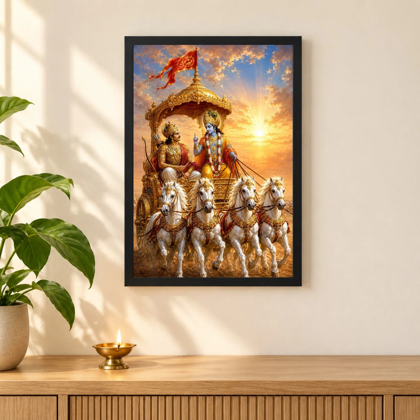 Krishna Arjuna — Bhagavad Gita Updesh Frame, view 3
