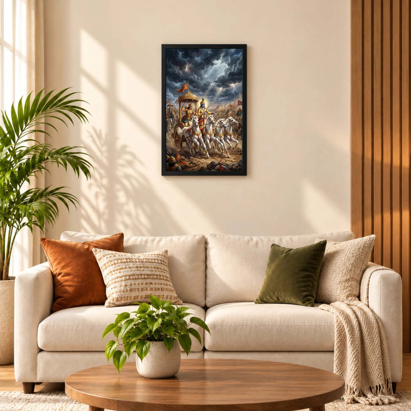 Krishna Arjuna Mahabharata Kurukshetra Chariot Epic Art Photo Frame, view 8
