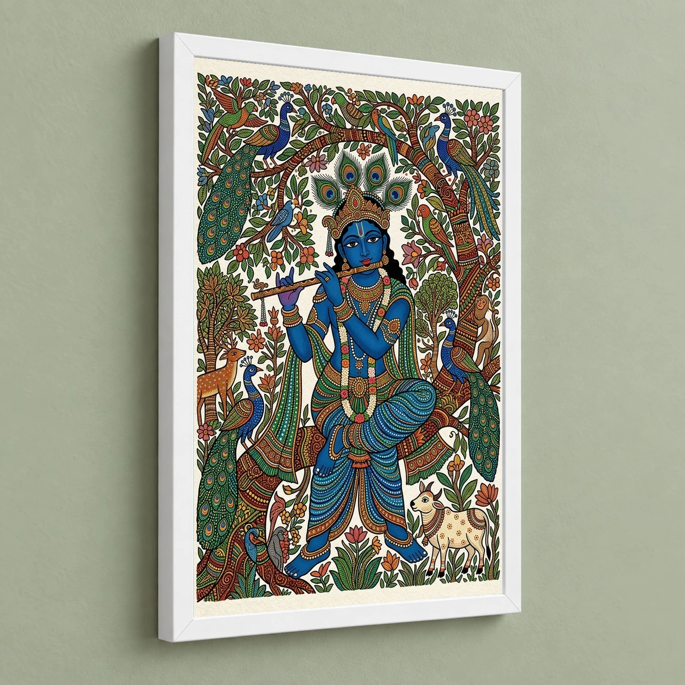 Krishna Gond Art Colorful Nature Patterns Tribal Art Photo Frame, view 5