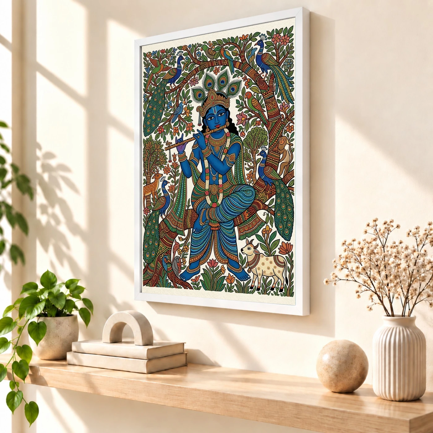 Krishna Gond Art Colorful Nature Patterns Tribal Art Photo Frame, view 7