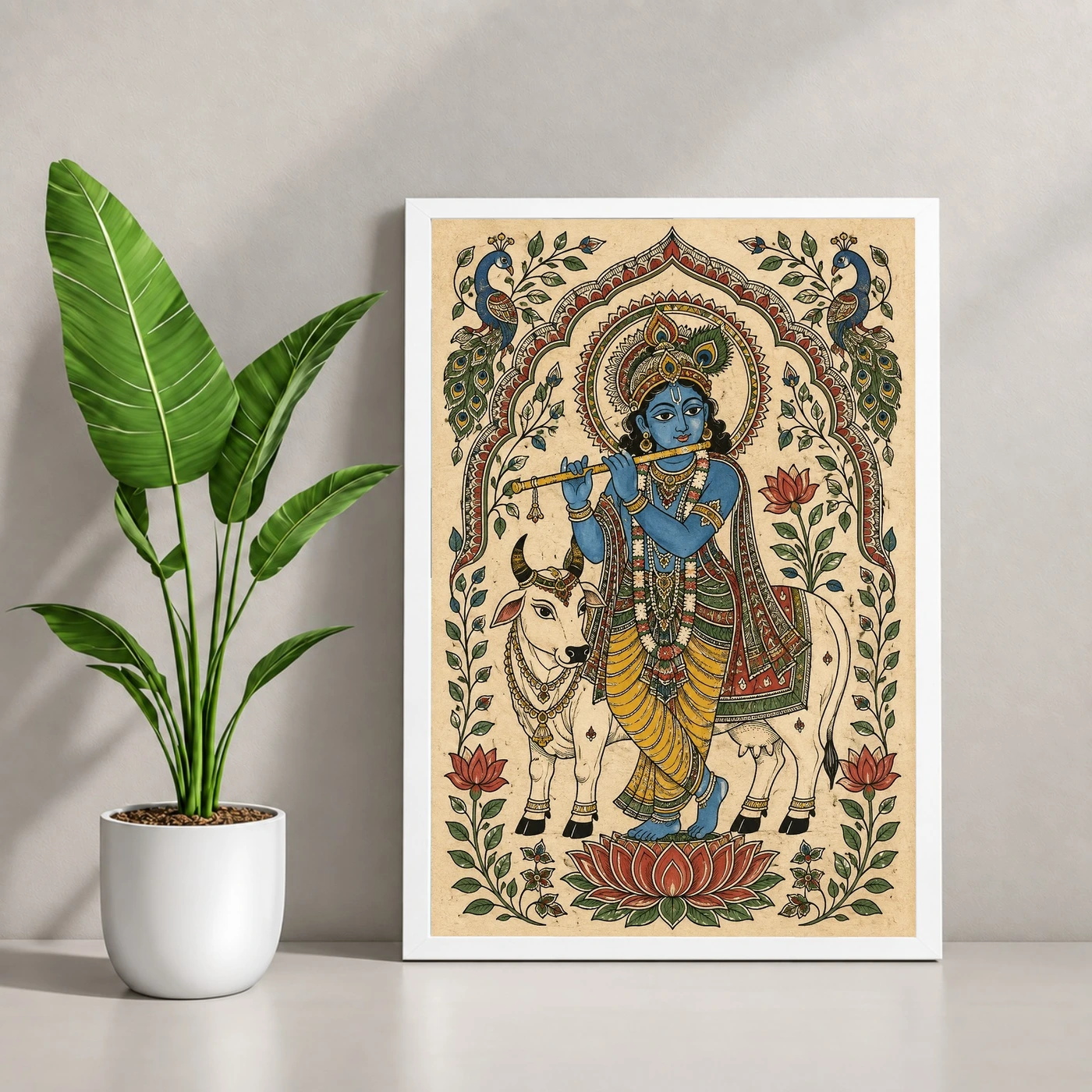 Krishna — Madhubani Folk Art Frame, view 4
