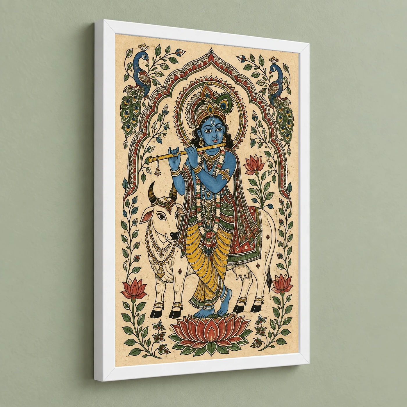 Krishna — Madhubani Folk Art Frame, view 5