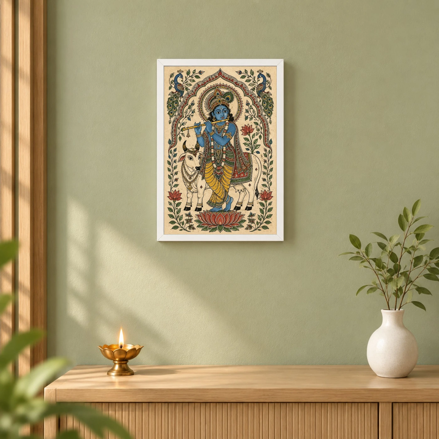 Krishna — Madhubani Folk Art Frame, view 6