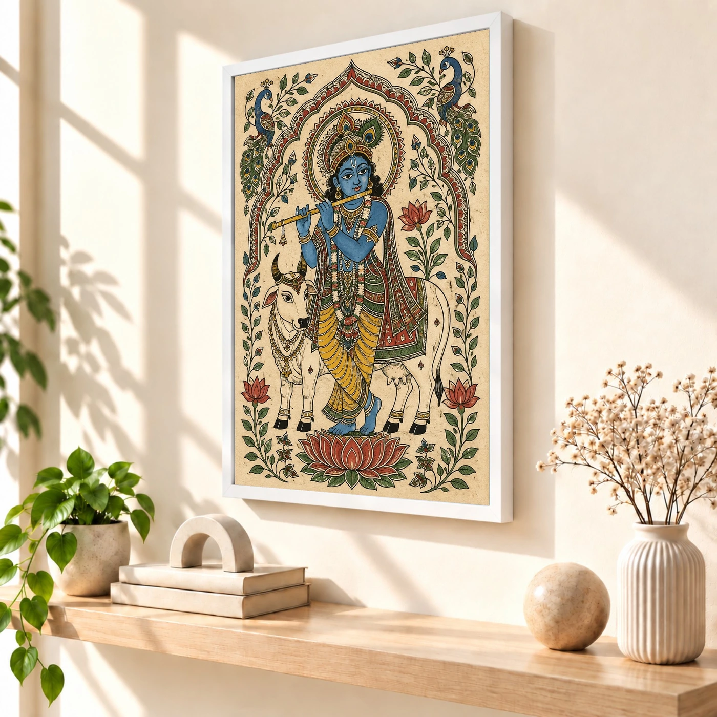 Krishna — Madhubani Folk Art Frame, view 7