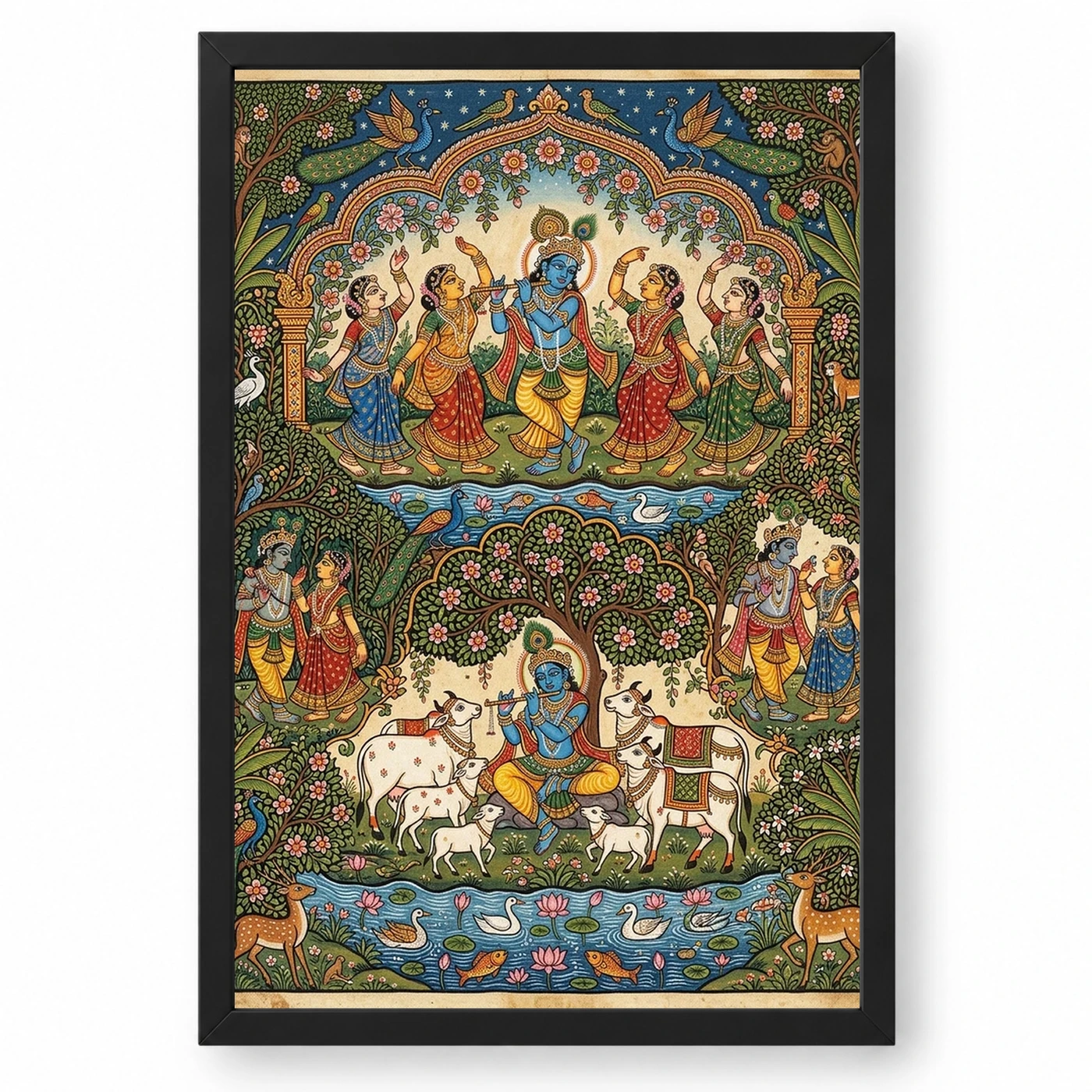 Krishna Pattachitra Odisha Folk Art Nature Pattern Photo Frame