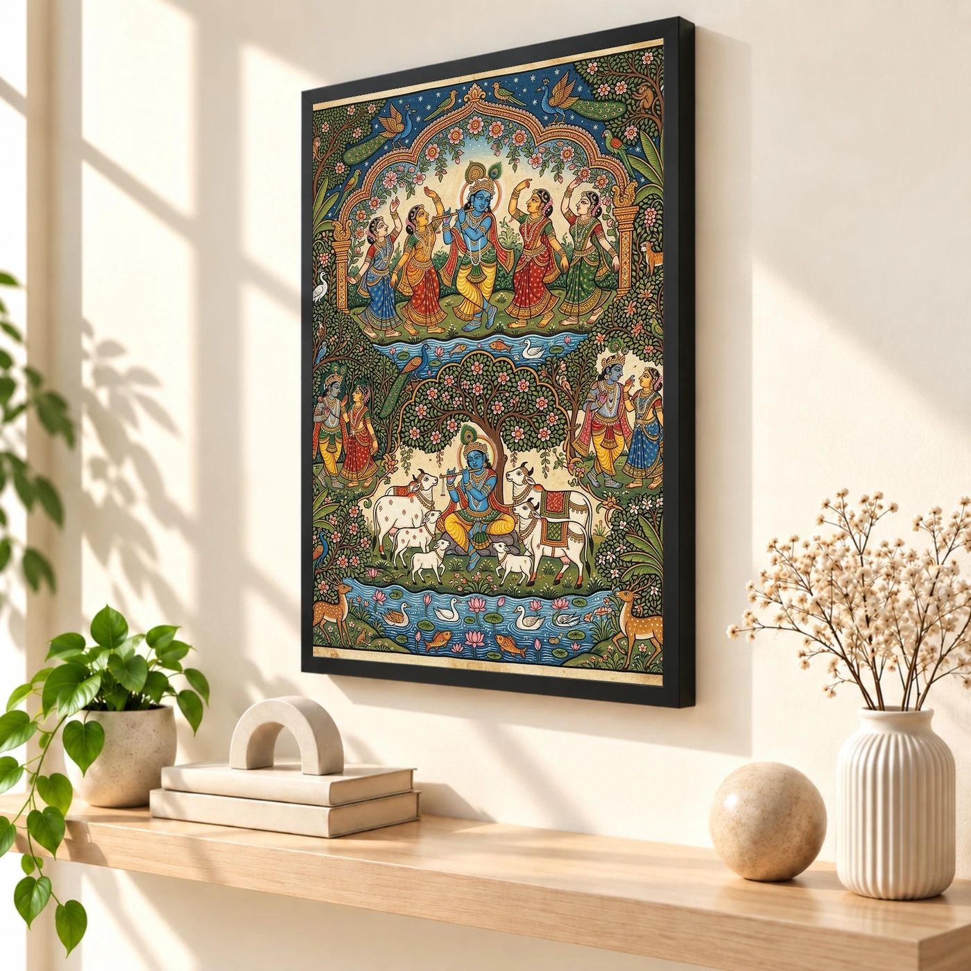Krishna Pattachitra Odisha Folk Art Nature Pattern Photo Frame, view 2