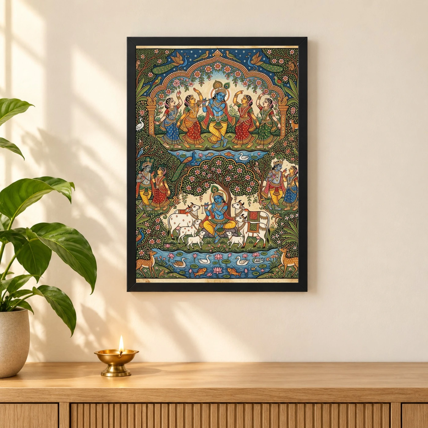 Krishna Pattachitra Odisha Folk Art Nature Pattern Photo Frame, view 3