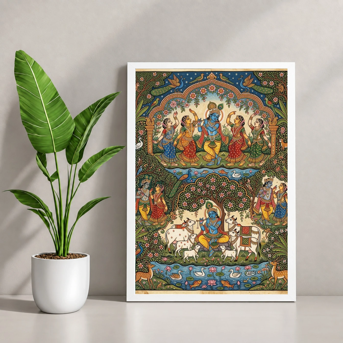 Krishna Pattachitra Odisha Folk Art Nature Pattern Photo Frame, view 4