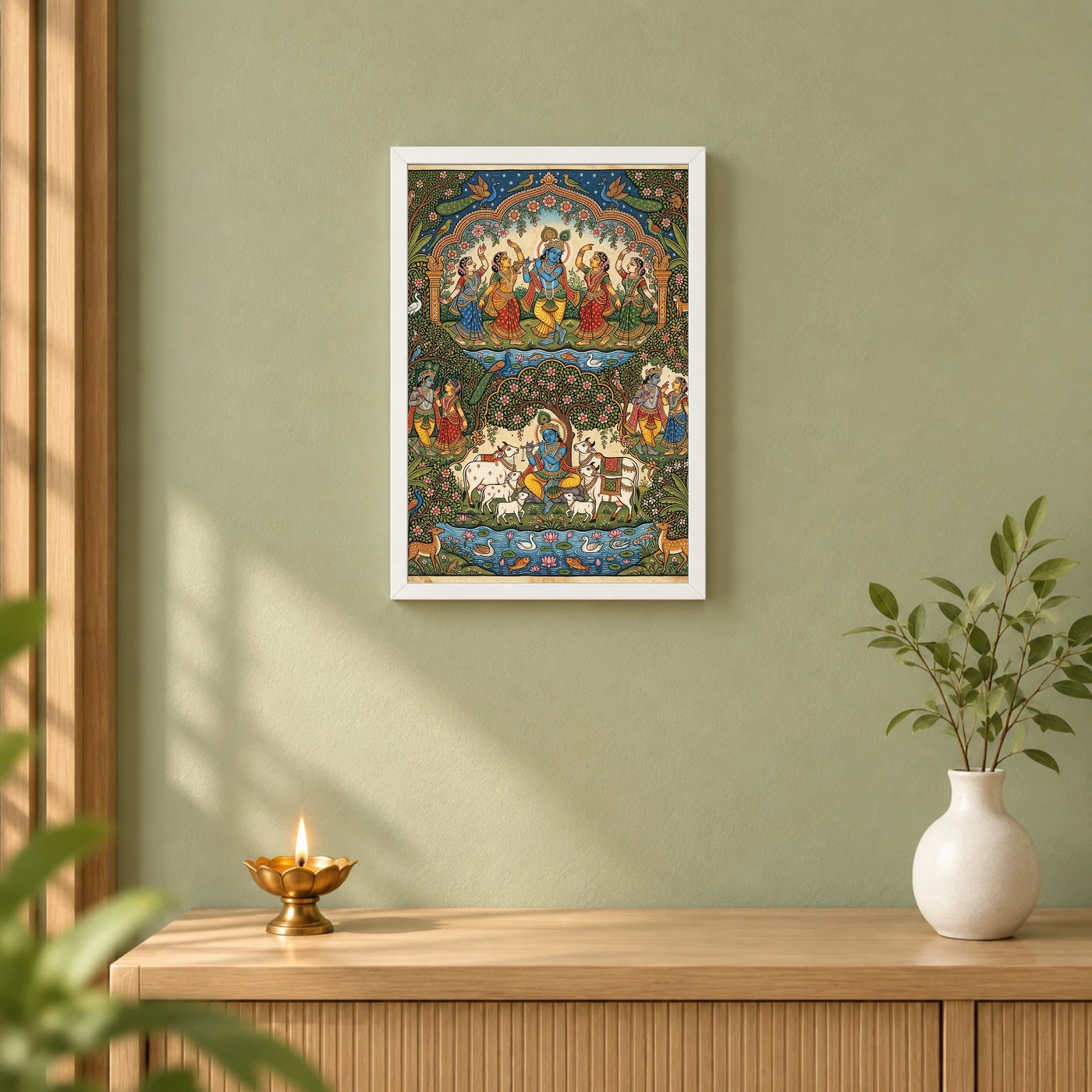 Krishna Pattachitra Odisha Folk Art Nature Pattern Photo Frame, view 6