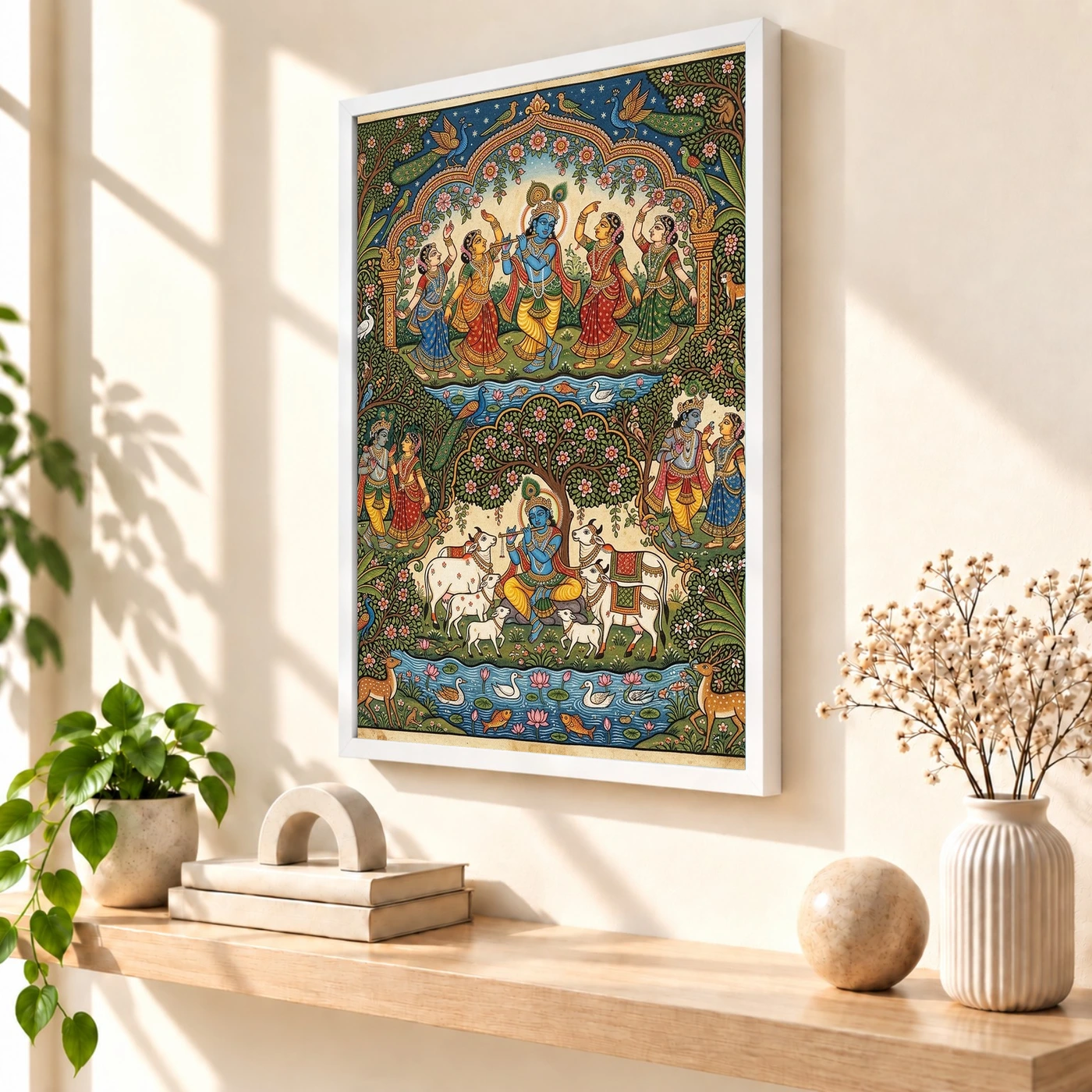 Krishna Pattachitra Odisha Folk Art Nature Pattern Photo Frame, view 7