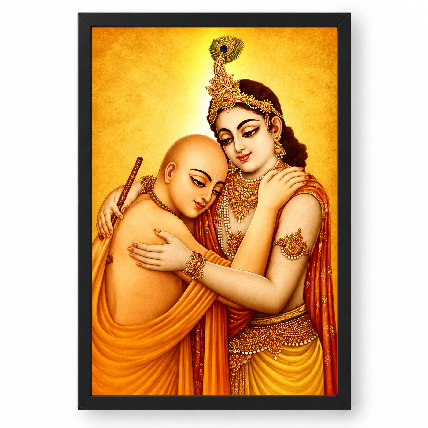 Krishna Sudama Friendship Devotional Golden Traditional Art Photo Frame