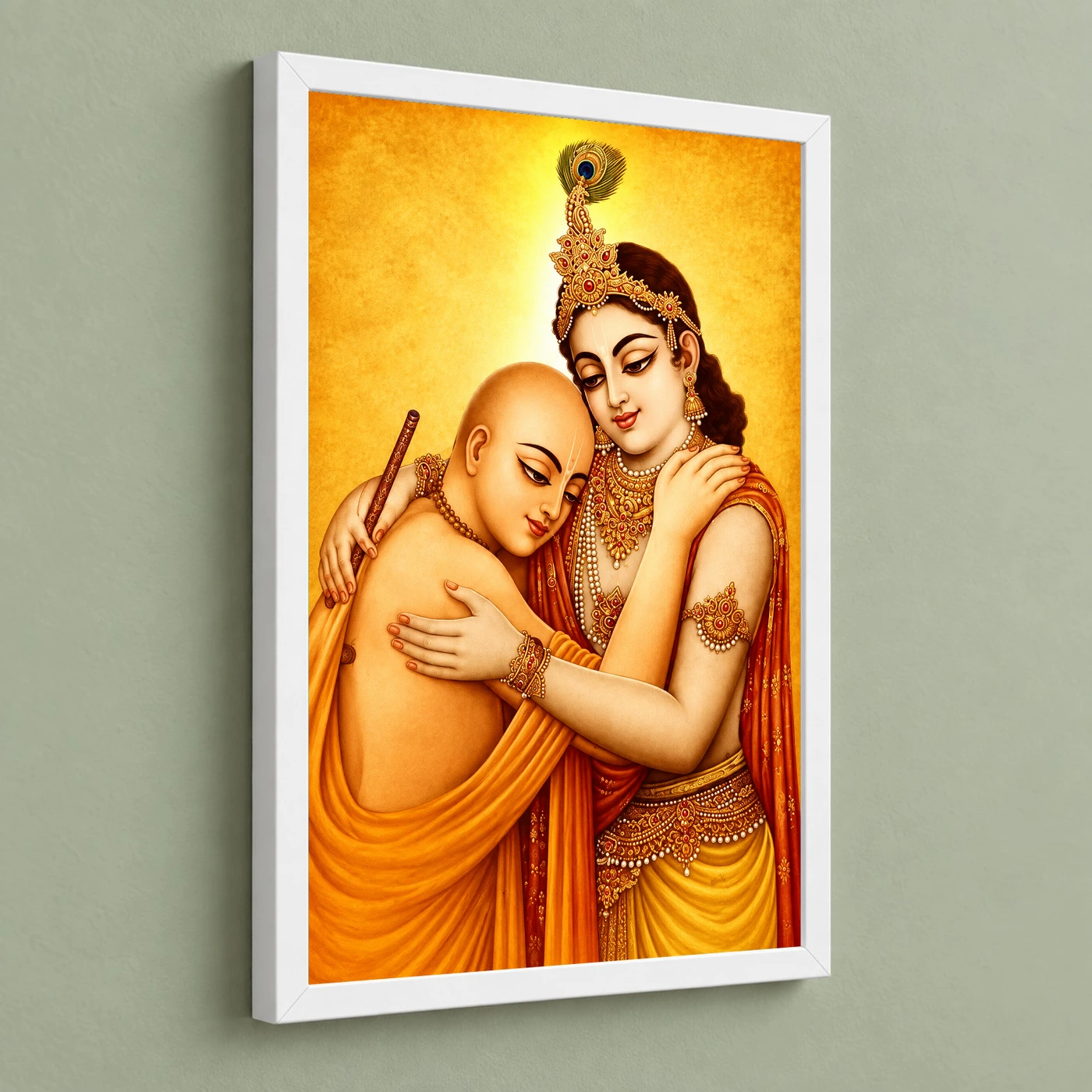 Krishna Sudama Friendship Devotional Golden Traditional Art Photo Frame, view 5