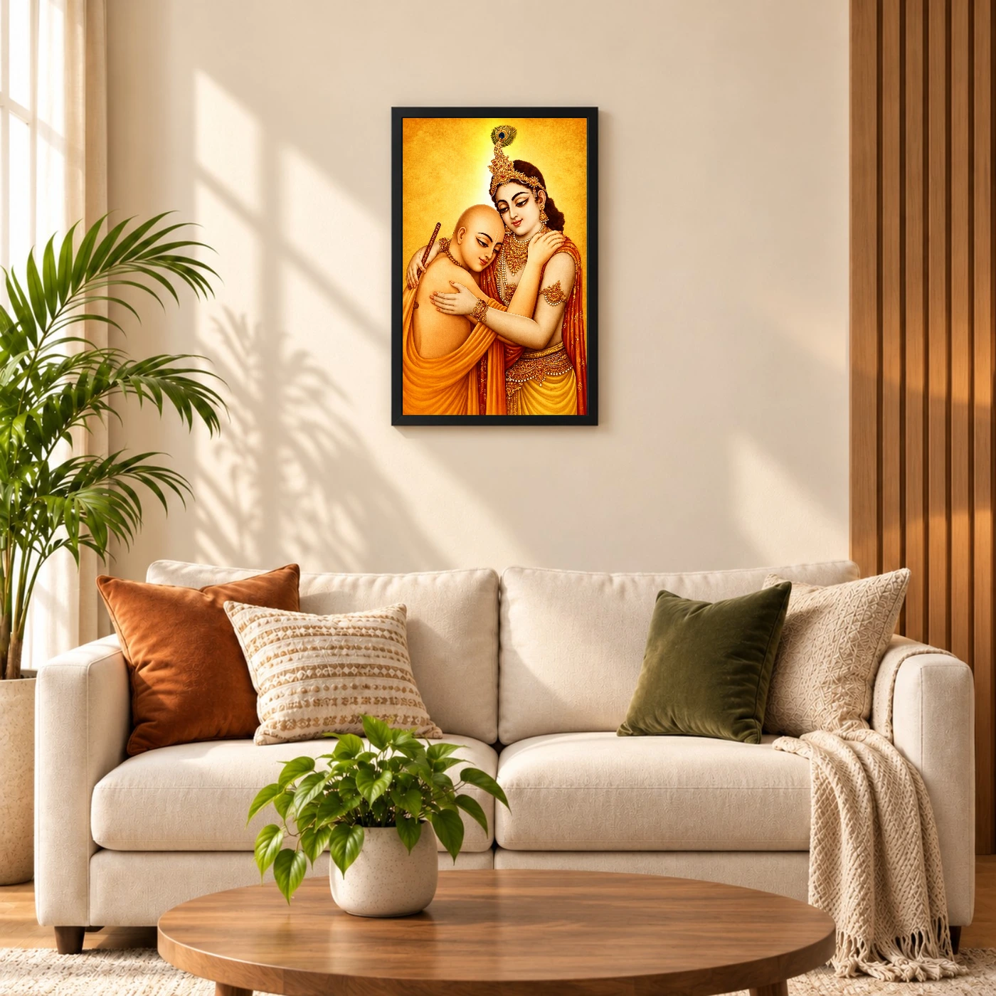 Krishna Sudama Friendship Devotional Golden Traditional Art Photo Frame, view 8