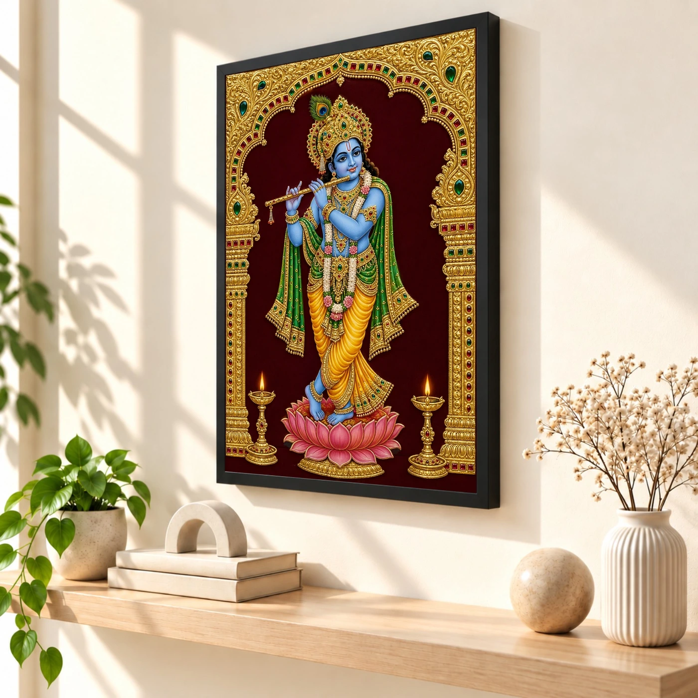 Krishna — Tanjore Gold Traditional Art Frame, view 2