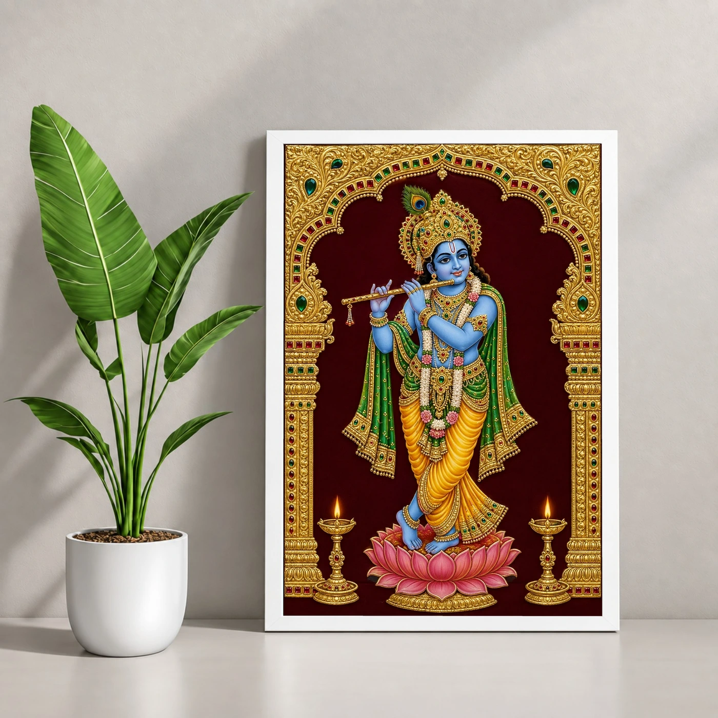 Krishna — Tanjore Gold Traditional Art Frame, view 4