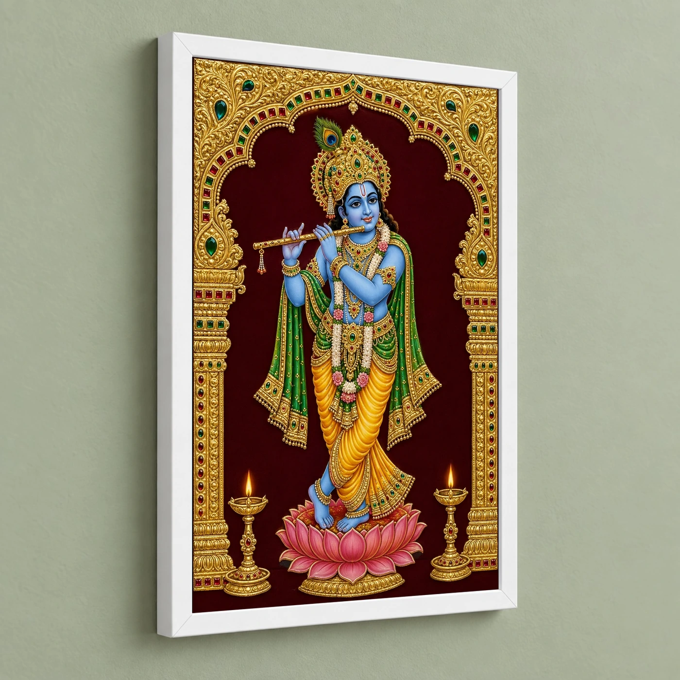 Krishna — Tanjore Gold Traditional Art Frame, view 5