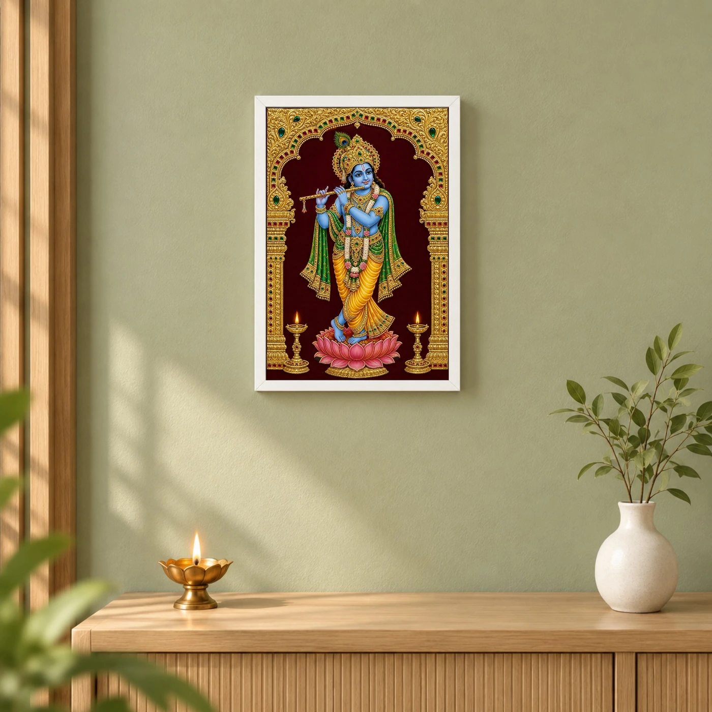 Krishna — Tanjore Gold Traditional Art Frame, view 6