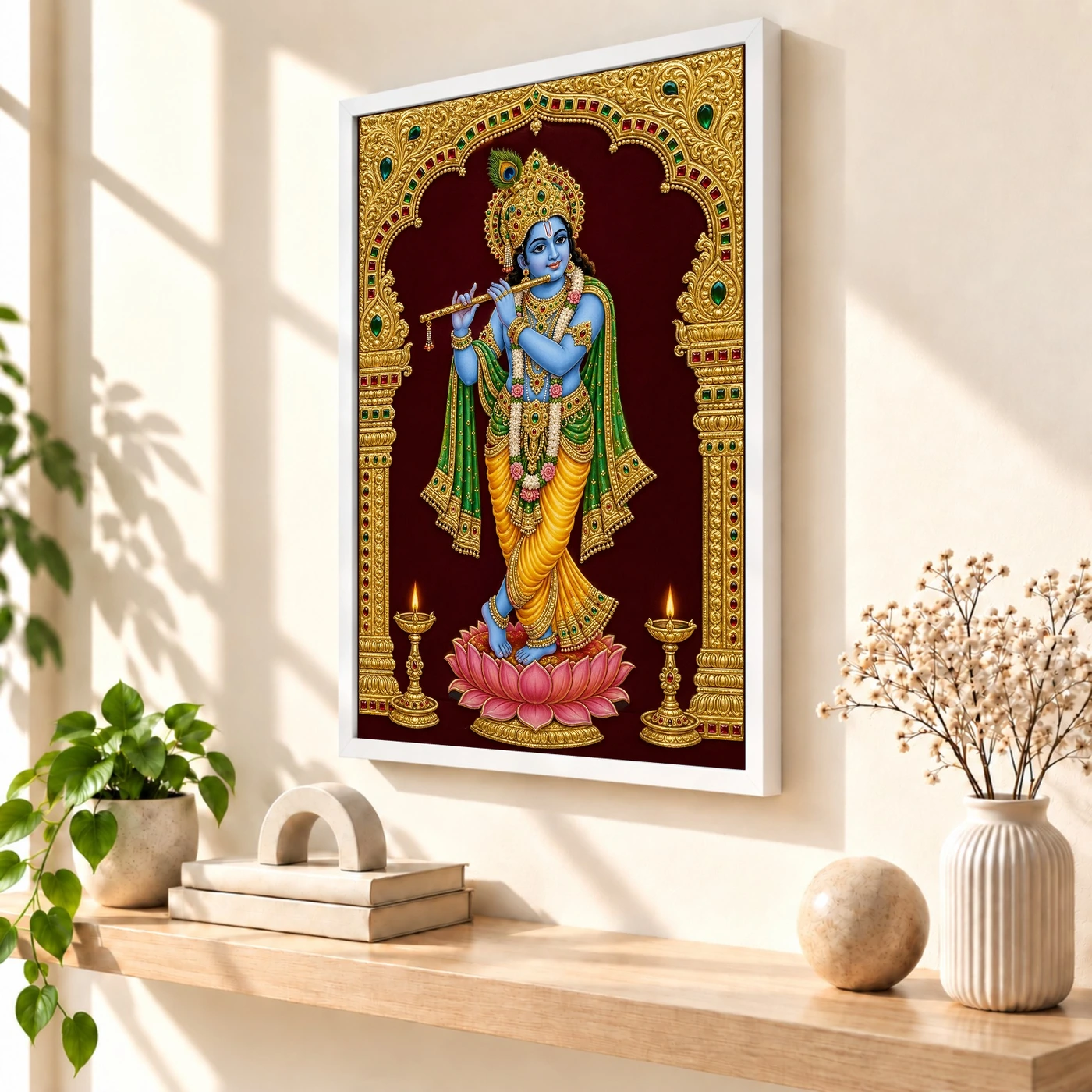 Krishna — Tanjore Gold Traditional Art Frame, view 7