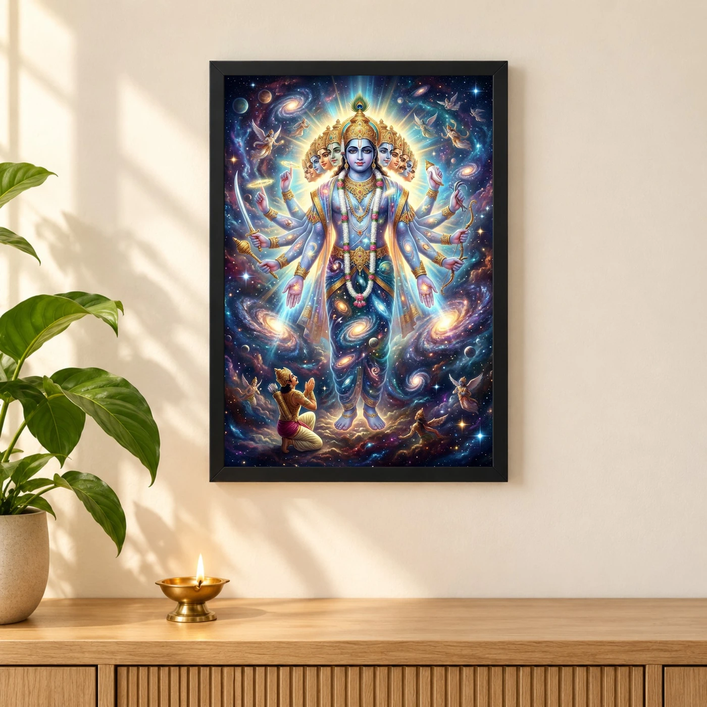 Krishna Vishwaroop Cosmic Form Universe Epic Spiritual Art Photo Frame, view 3