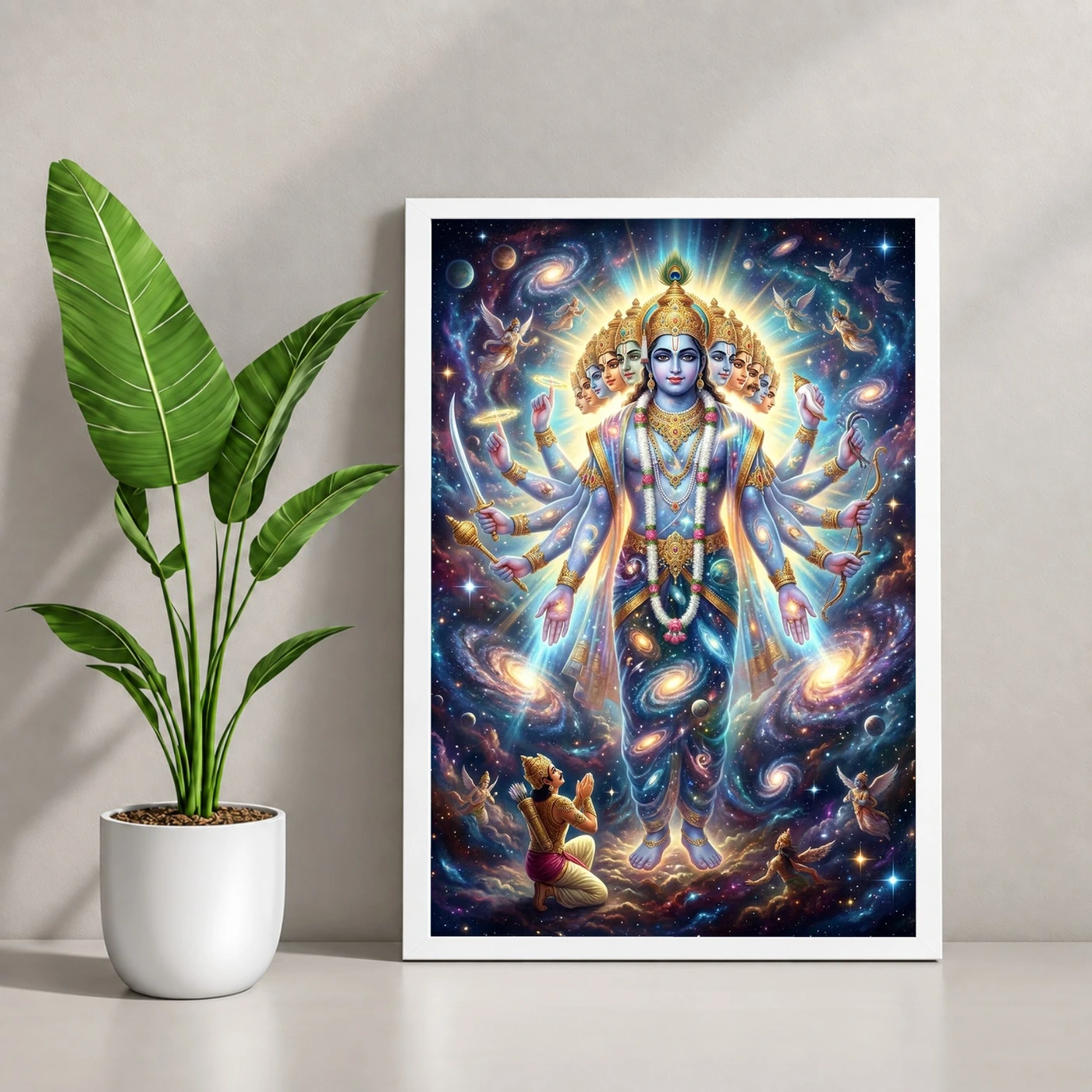 Krishna Vishwaroop Cosmic Form Universe Epic Spiritual Art Photo Frame, view 4