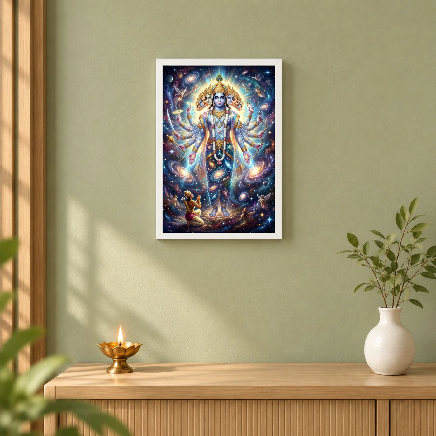 Krishna Vishwaroop Cosmic Form Universe Epic Spiritual Art Photo Frame, view 6