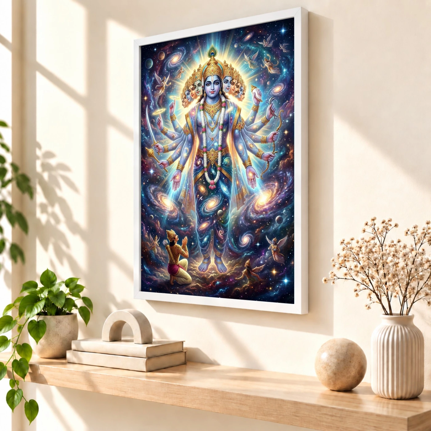 Krishna Vishwaroop Cosmic Form Universe Epic Spiritual Art Photo Frame, view 7