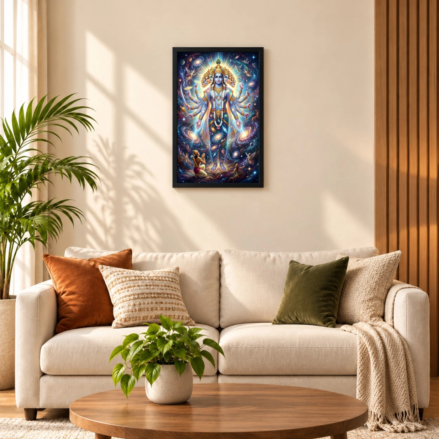Krishna Vishwaroop Cosmic Form Universe Epic Spiritual Art Photo Frame, view 8