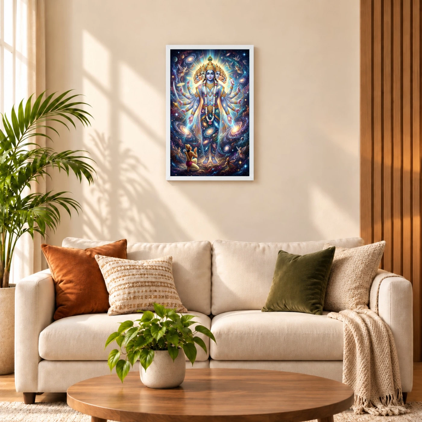 Krishna Vishwaroop Cosmic Form Universe Epic Spiritual Art Photo Frame, view 9