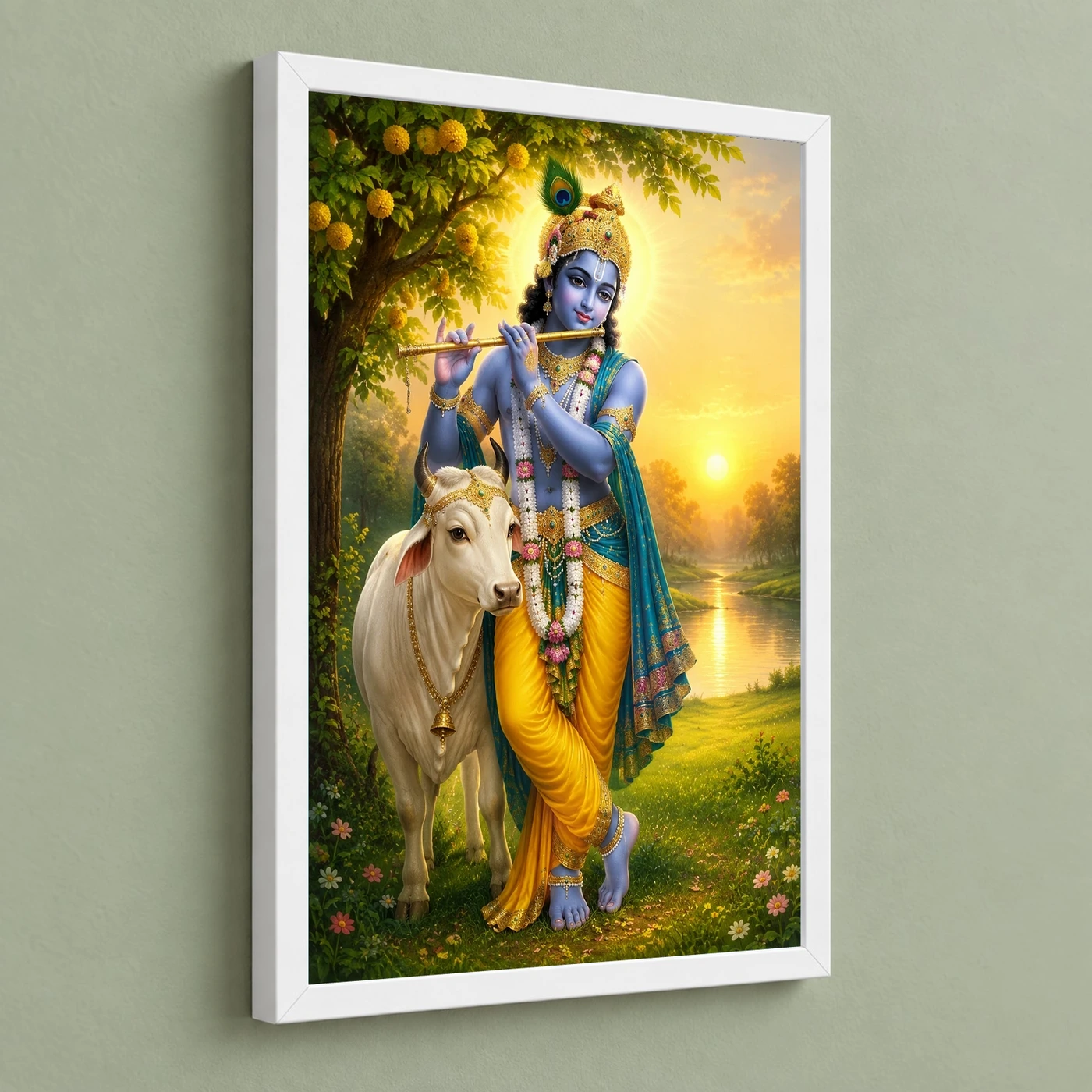 Krishna with Cow — Vrindavan Dawn Frame, view 5