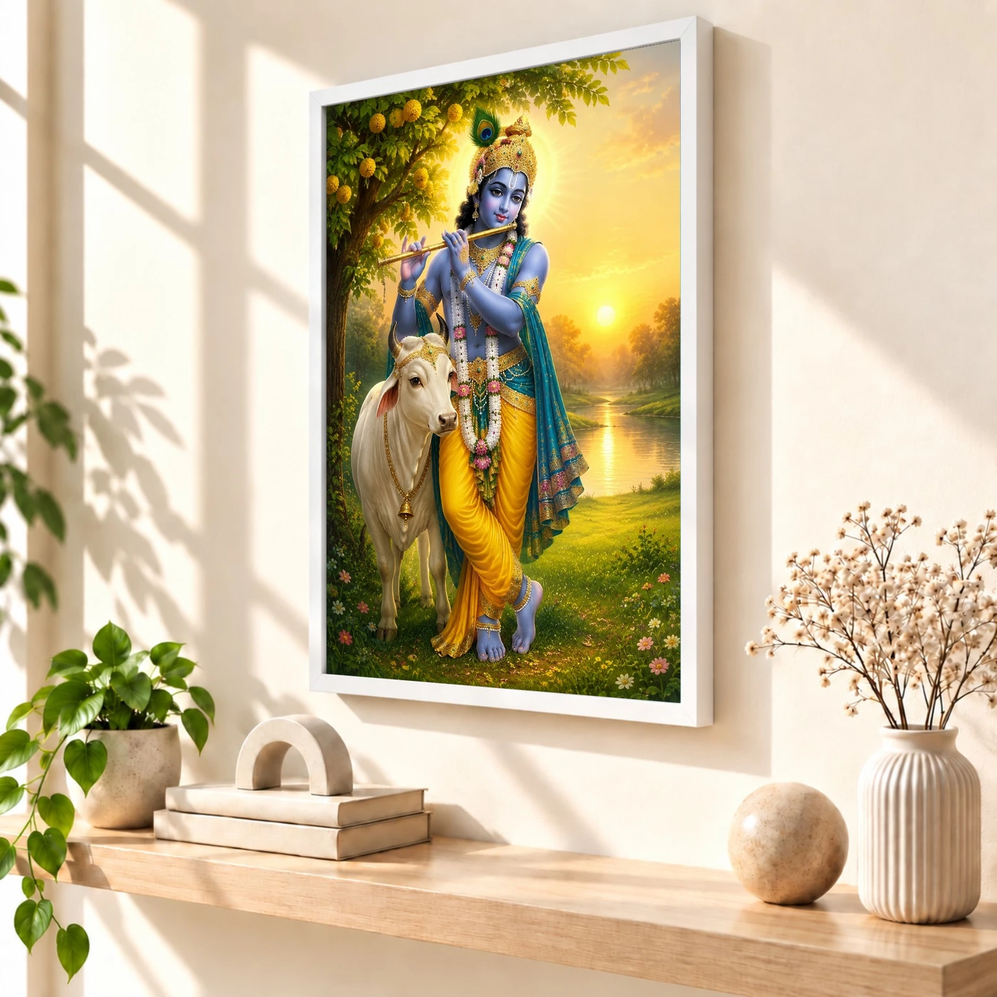 Krishna with Cow — Vrindavan Dawn Frame, view 7