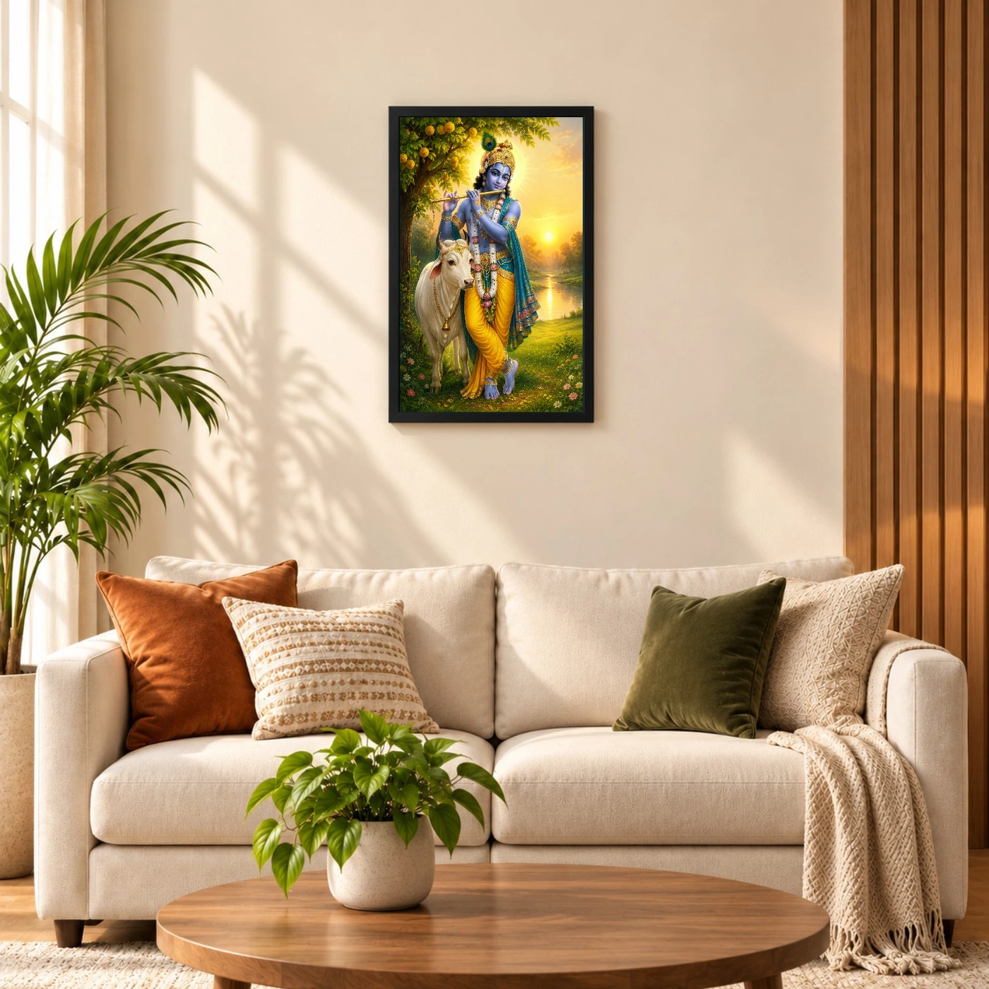 Krishna with Cow — Vrindavan Dawn Frame, view 8