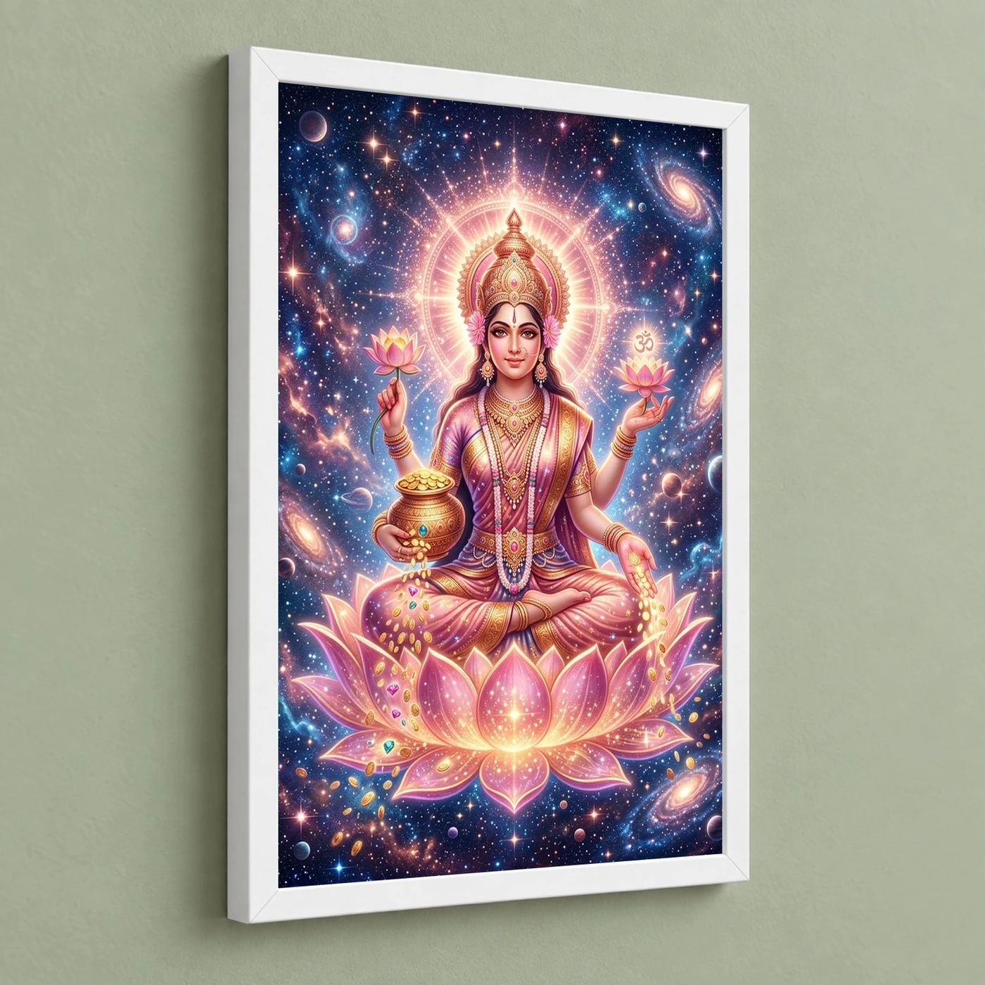 Lakshmi Cosmic Rose Gold Aura Stars Divine Abundance Art Photo Frame, view 5