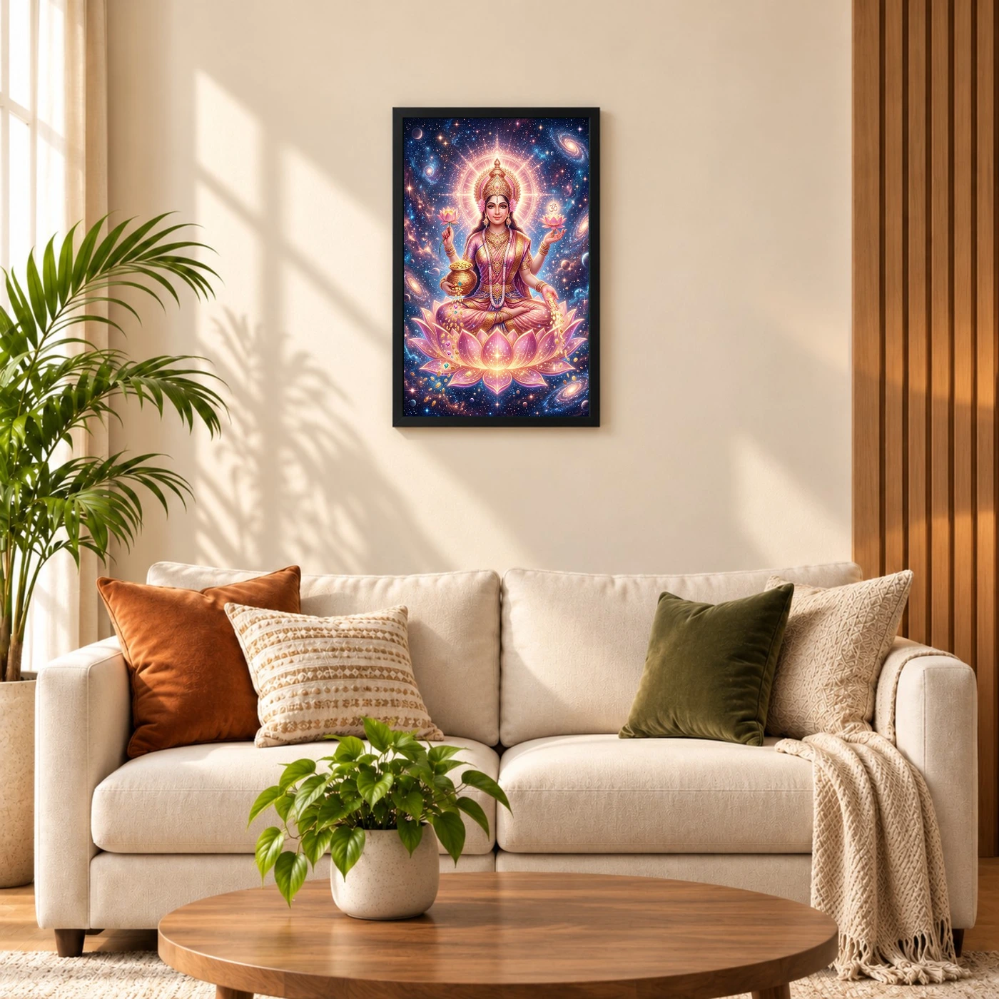 Lakshmi Cosmic Rose Gold Aura Stars Divine Abundance Art Photo Frame, view 8