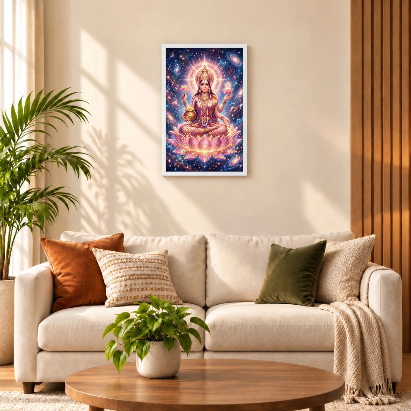 Lakshmi Cosmic Rose Gold Aura Stars Divine Abundance Art Photo Frame, view 9