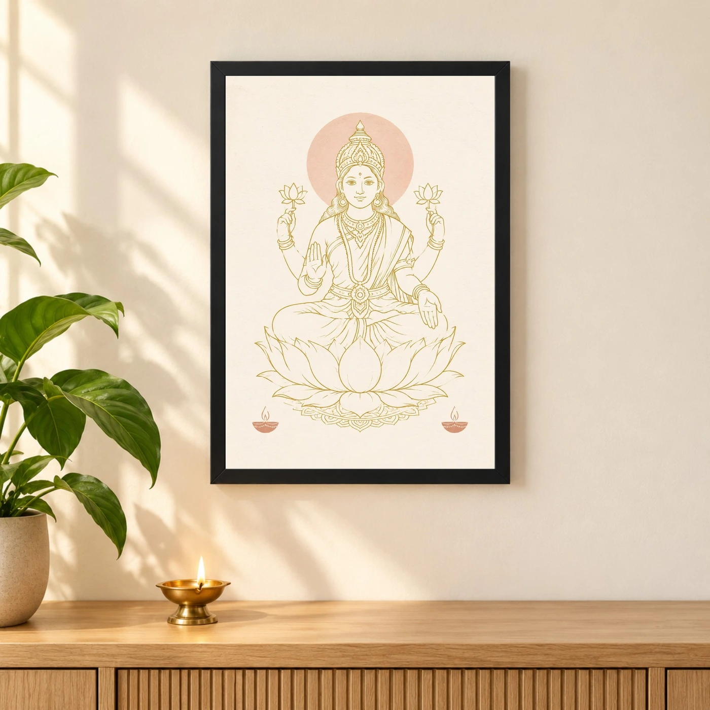 Lakshmi Devi — Modern Minimalist Line Art Frame, view 3